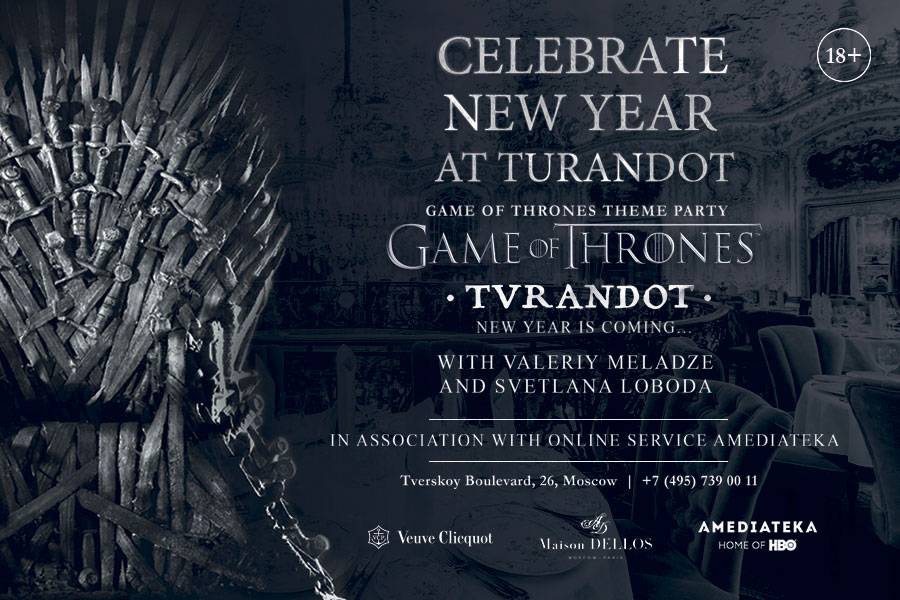 On New Year’s Eve Turandot will turn into the legendary Seven Kingdoms and  will host an unforgettable feast of ice and fire.